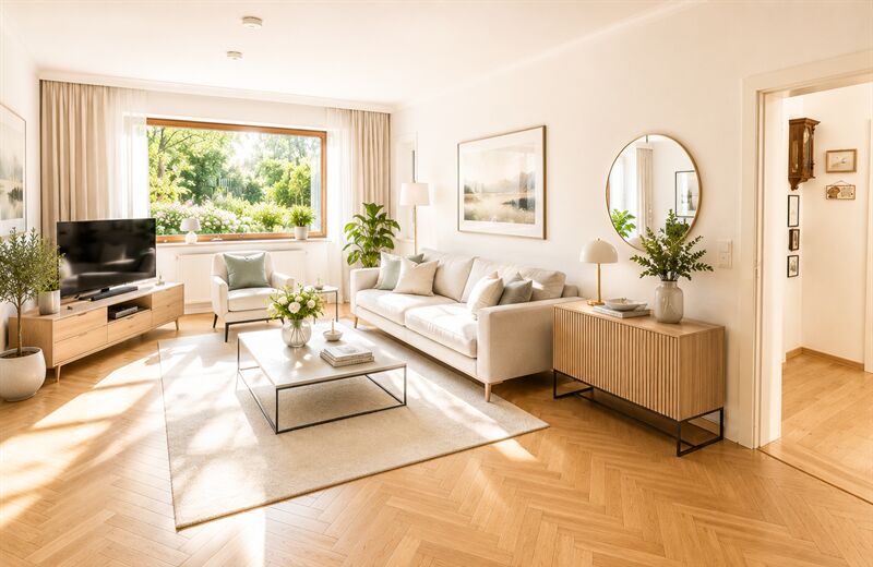 STILVOLLE 6 ZIMMER-VILLENHÄLFTE mit Indoor-Pool- 514 qm Sonnengrundstück in Ruhiglage dicht am Wald